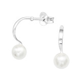 Half Hoop - 925 Sterling Silver Pearl Stud Earrings SD40479