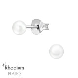 4mm - 925 Sterling Silver Pearl Stud Earrings SD40915