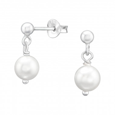 3mm Ball - 925 Sterling Silver Pearl Stud Earrings SD43404