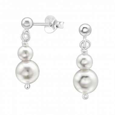 3mm Ball - 925 Sterling Silver Pearl Stud Earrings SD43406