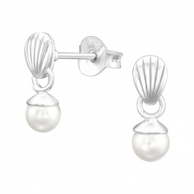 Shell - 925 Sterling Silver Pearl Stud Earrings SD43413