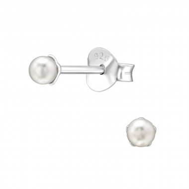 Round 3mm - 925 Sterling Silver Pearl Stud Earrings SD45762