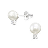 Basic - 925 Sterling Silver Pearl Stud Earrings SD46122