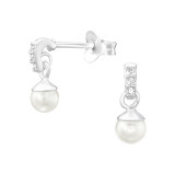 Hanging - 925 Sterling Silver Pearl Stud Earrings SD46253