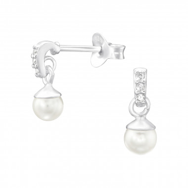 Hanging - 925 Sterling Silver Pearl Stud Earrings SD46253