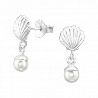 Shell - 925 Sterling Silver Pearl Stud Earrings SD46883