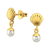 Shell - 925 Sterling Silver Pearl Stud Earrings SD46883