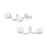 Climber - 925 Sterling Silver Pearl Stud Earrings SD46911