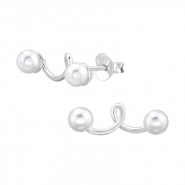 Climber - 925 Sterling Silver Pearl Stud Earrings SD46911