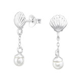 Shell - 925 Sterling Silver Pearl Stud Earrings SD47067