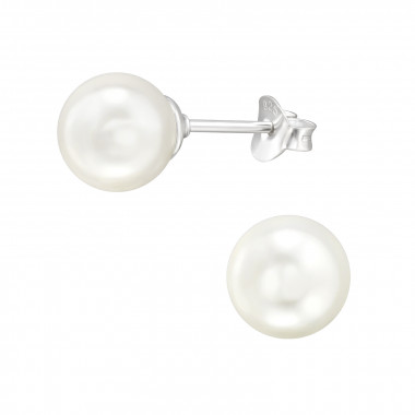 Round - 925 Sterling Silver Pearl Stud Earrings SD47591