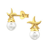 Starfish - 925 Sterling Silver Pearl Stud Earrings SD47717
