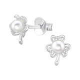 Clover - 925 Sterling Silver Pearl Stud Earrings SD47857