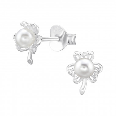 Clover - 925 Sterling Silver Pearl Stud Earrings SD47857