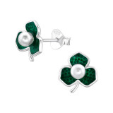 Clover - 925 Sterling Silver Pearl Stud Earrings SD47869