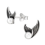 Whale Tail - 925 Sterling Silver Pearl Stud Earrings SD48712