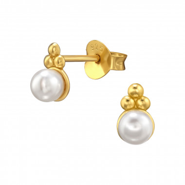 Round - 925 Sterling Silver Pearl Stud Earrings SD49227