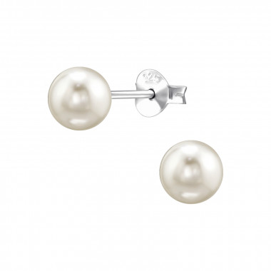 6mm - 925 Sterling Silver Pearl Stud Earrings SD49382