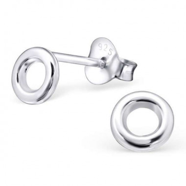 Round - 925 Sterling Silver Simple Stud Earrings SD23045