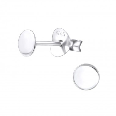 Round - 925 Sterling Silver Simple Stud Earrings SD26819