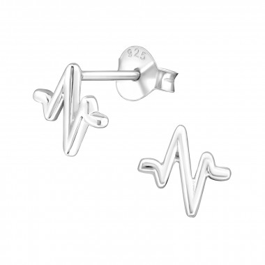 Heartbeat - 925 Sterling Silver Simple Stud Earrings SD27002