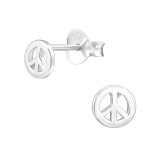 Peace - 925 Sterling Silver Simple Stud Earrings SD27008