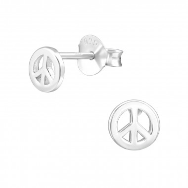 Peace - 925 Sterling Silver Simple Stud Earrings SD27008