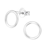 Circle - 925 Sterling Silver Simple Stud Earrings SD28610