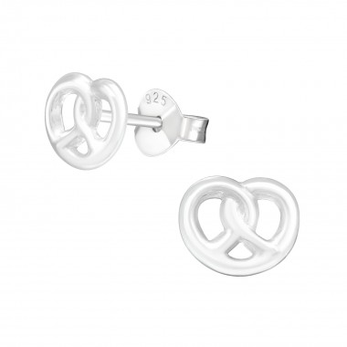 Pretzel - 925 Sterling Silver Simple Stud Earrings SD30418