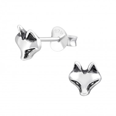 Fox - 925 Sterling Silver Simple Stud Earrings SD32194