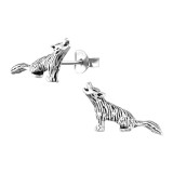 Wolf - 925 Sterling Silver Simple Stud Earrings SD32407