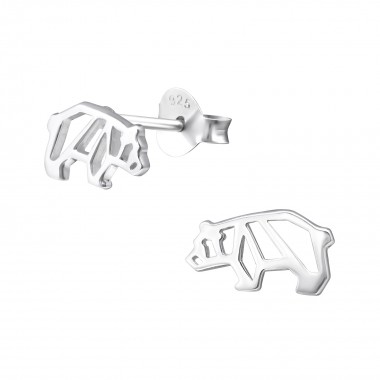 Bear - 925 Sterling Silver Simple Stud Earrings SD33786