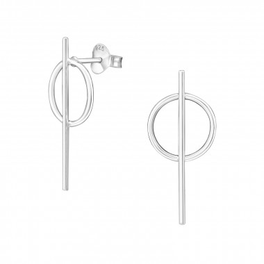 Geomatric - 925 Sterling Silver Simple Stud Earrings SD34360