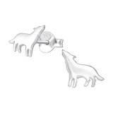 Wolf - 925 Sterling Silver Simple Stud Earrings SD34573