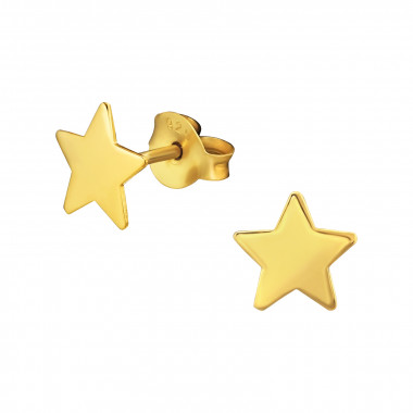 Star - 925 Sterling Silver Simple Stud Earrings SD34840