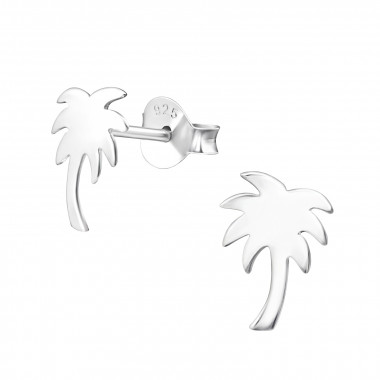 Palm Tree - 925 Sterling Silver Simple Stud Earrings SD34966