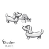 Dog - 925 Sterling Silver Simple Stud Earrings SD35745