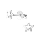 Star - 925 Sterling Silver Simple Stud Earrings SD36634