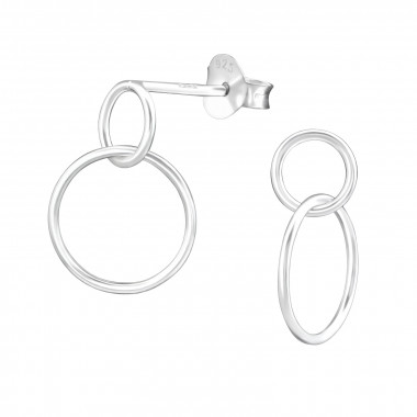 Hanging Circle - 925 Sterling Silver Simple Stud Earrings SD36636