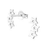 Triple Star - 925 Sterling Silver Simple Stud Earrings SD37254