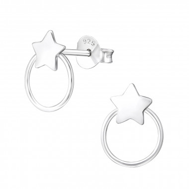 Star - 925 Sterling Silver Simple Stud Earrings SD37664