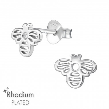 Bee - 925 Sterling Silver Simple Stud Earrings SD38881