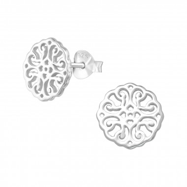 Antique - 925 Sterling Silver Simple Stud Earrings SD38928