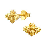 Bee - 925 Sterling Silver Simple Stud Earrings SD39354