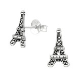 Eiffel - 925 Sterling Silver Simple Stud Earrings SD39477