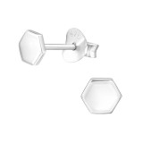 Hexzagon - 925 Sterling Silver Simple Stud Earrings SD39808