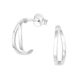 Half Hoop - 925 Sterling Silver Simple Stud Earrings SD39873