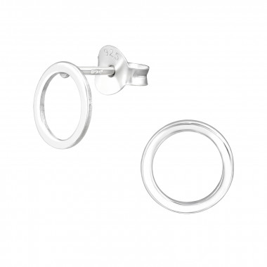 Circle - 925 Sterling Silver Simple Stud Earrings SD40298