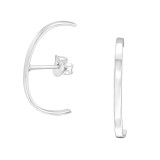 Geometric - 925 Sterling Silver Simple Stud Earrings SD40361