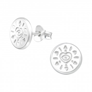 Evil Eye - 925 Sterling Silver Simple Stud Earrings SD40475